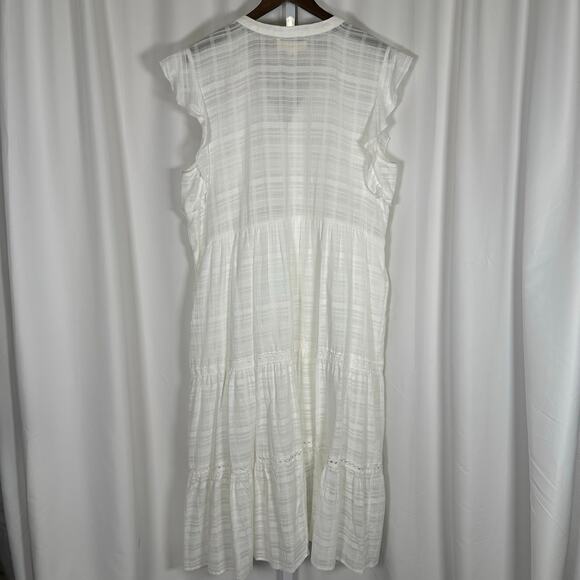 Nurture by Westbound White V-neck Tiered Maxi Dress Flutter‎ Sleeves 1X - Picture 6 of 9